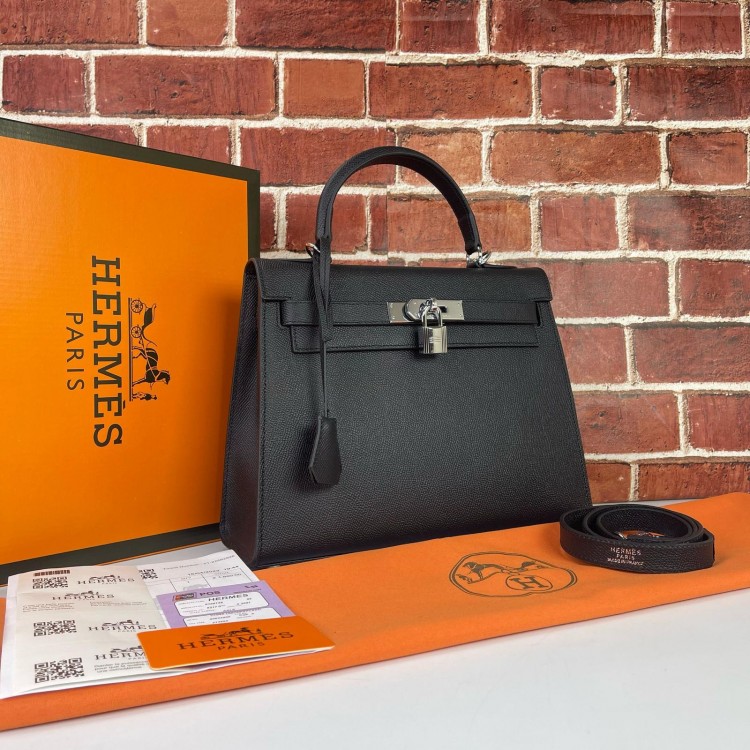 HERMES KELLY EPSON 28 CM SİYAH GUMUS